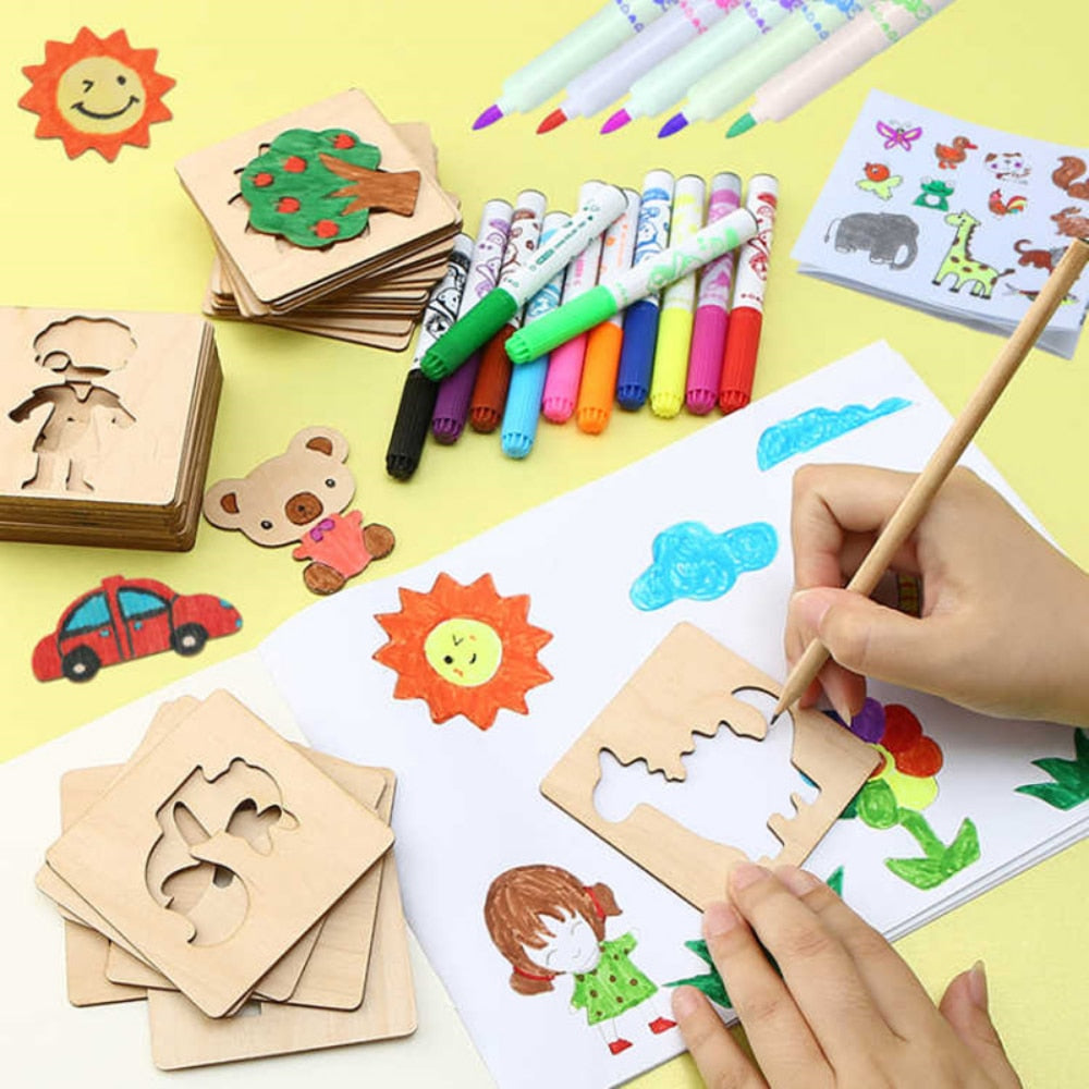 Montessori Wooden Drawing Stencils